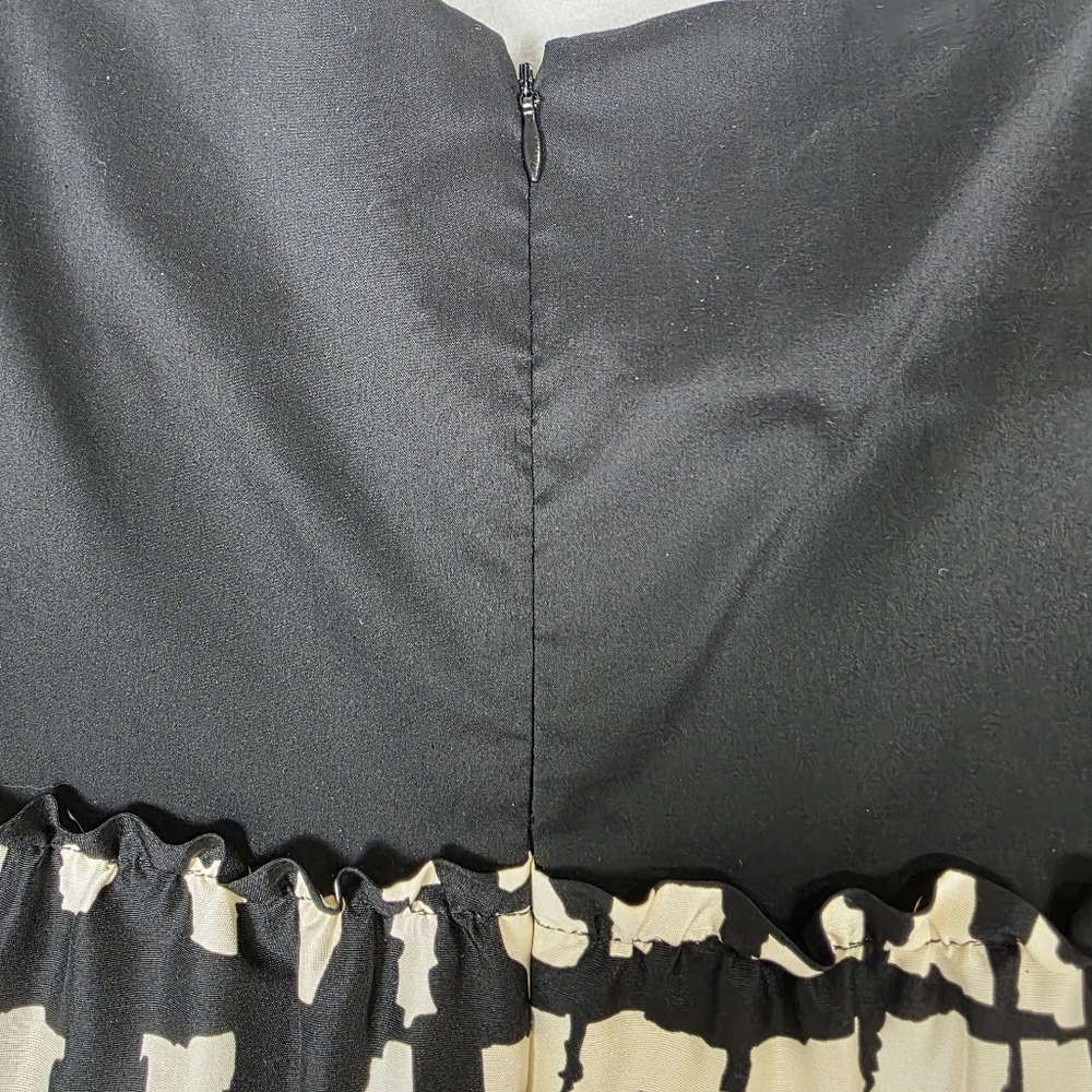 Suzi Chin For Maggy Boutique Dress 100% Silk Cream Black Size 12 - Picture 5 of 7